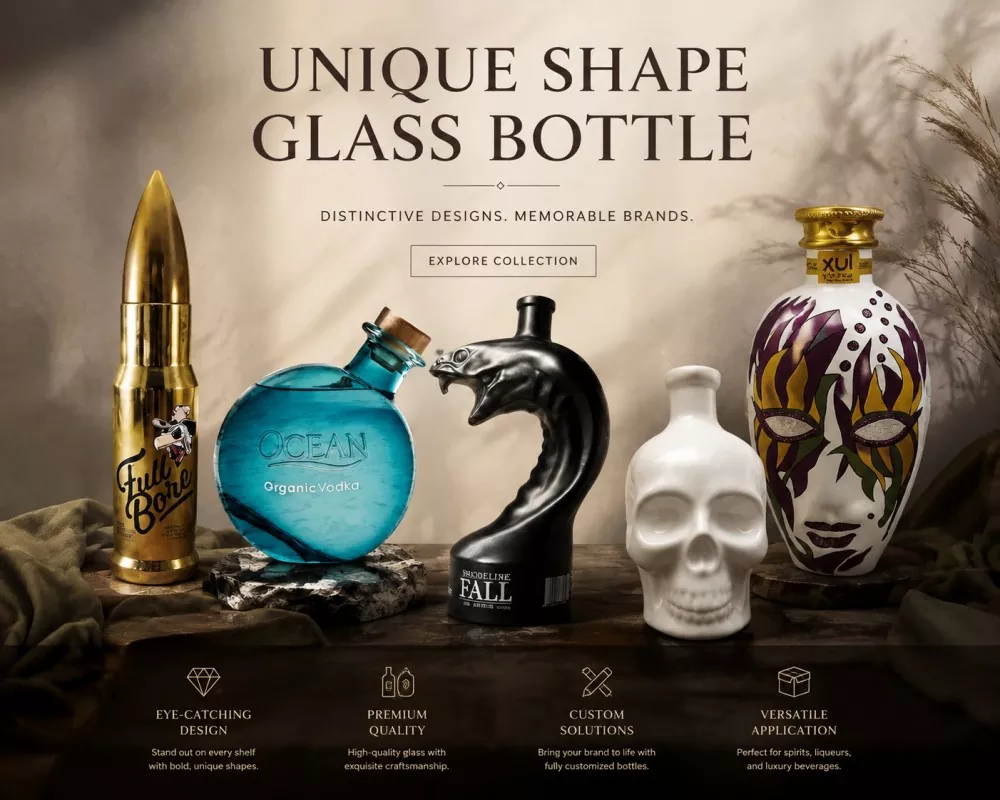 Botellas de vidrio de forma única