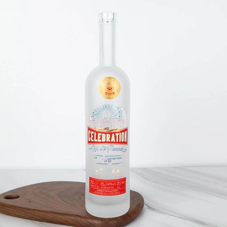 Botella de licor de vidrio redonda Arizona de 750 ml