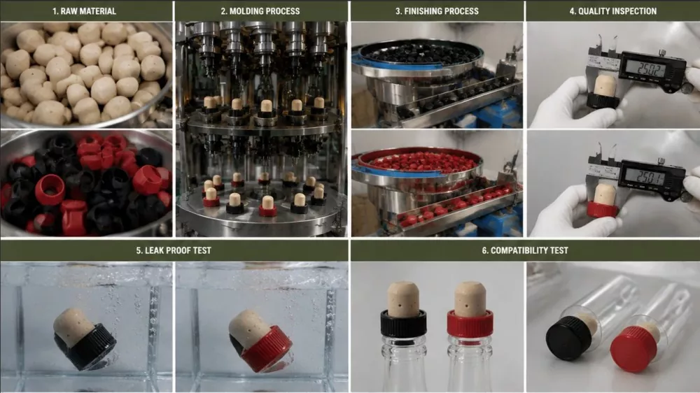 Wood Cork Stopper With Plastic Top