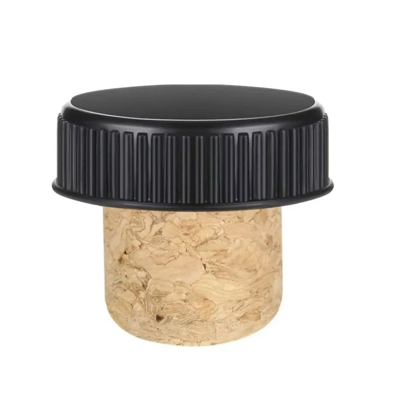 Tapón de corcho de madera con tapa de plástico